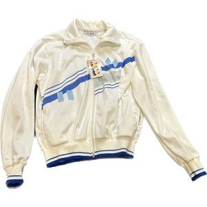 80s Vintage Cal Sport Track Jacket USA Made Adult Size Large Blue Striped NWT